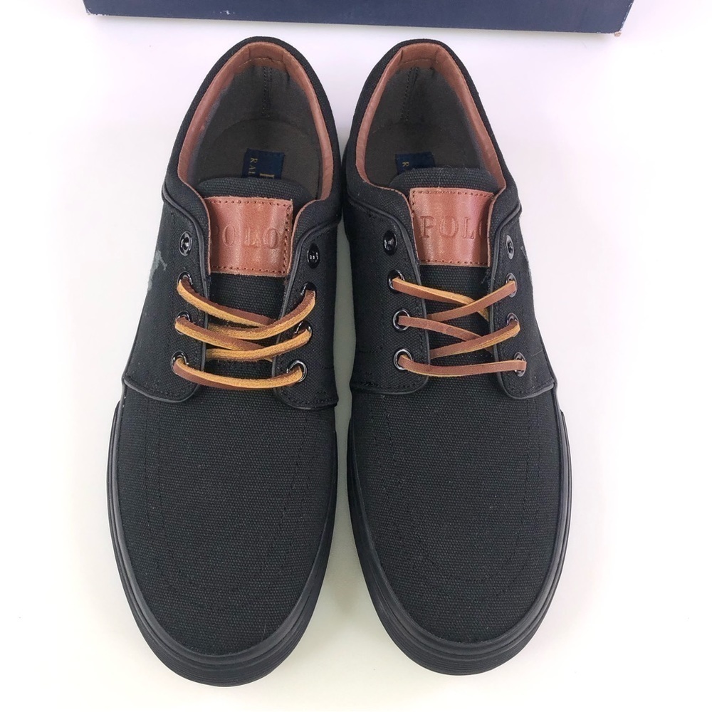 POLO Ralph Lauren Canvas Faxon Low-Top Sneakers Men's Shoes 8 D  Black - Picture 6 of 9